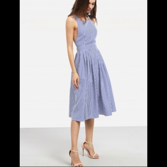 Dresses & Skirts - Striped Cross Back Midi Dress
